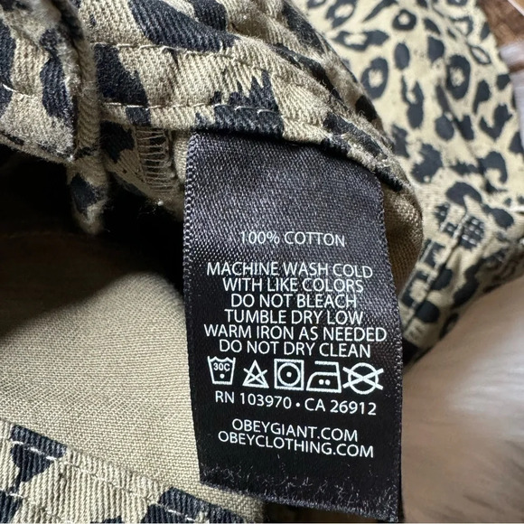 Obey Casbah Leopard Print Dungarees Overalls - Khaki Leopard - Picture 5 of 7